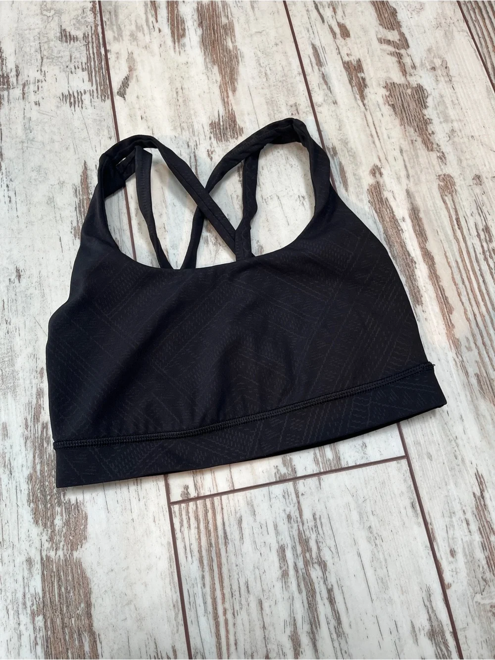 Lululemon Energy Bra Black Strappy Back Geometric Embossed Medium Support 4 - Picture 5 of 11